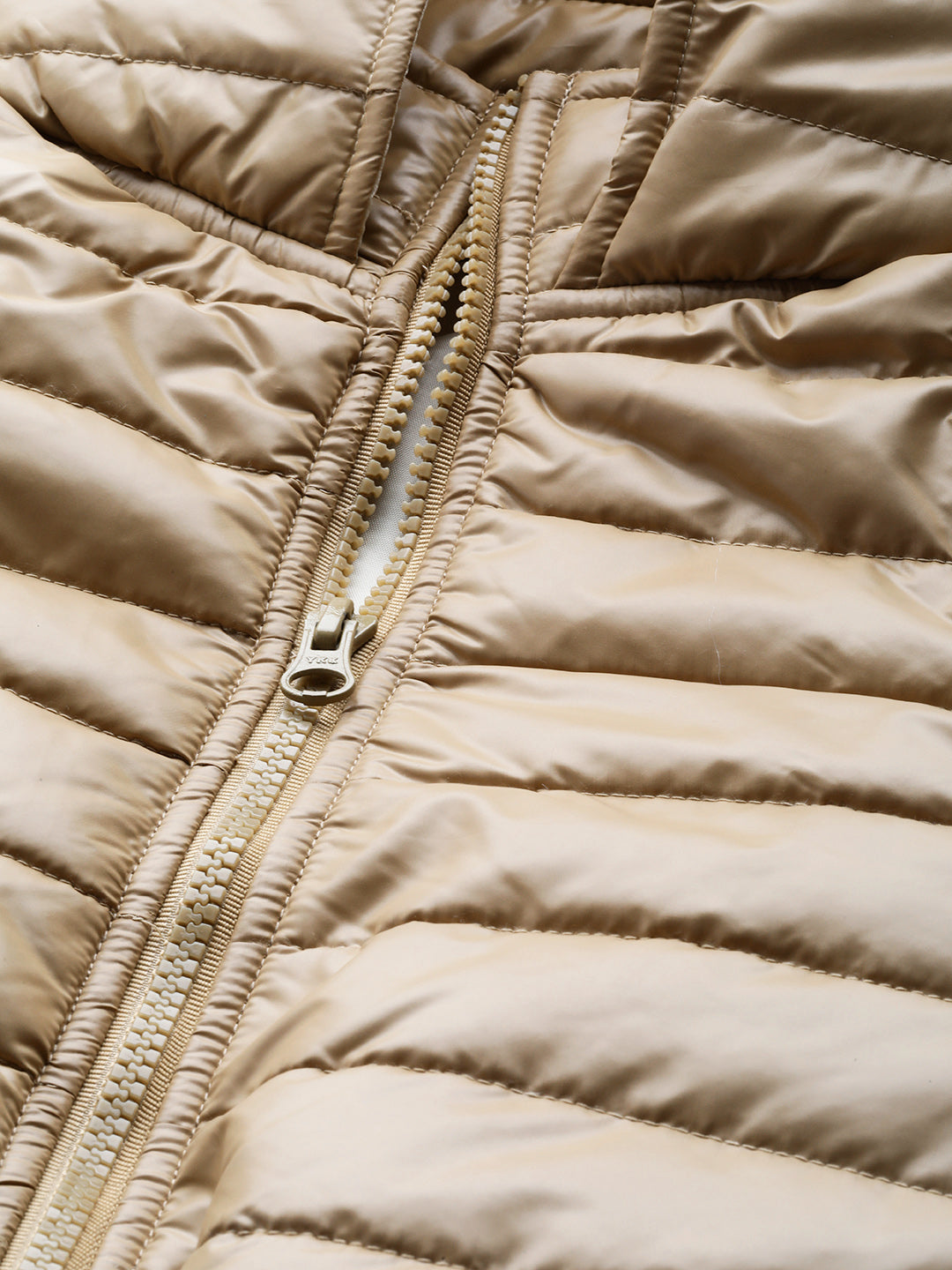 Women Khaki Hooded Crop Bomber Puffer Jacket