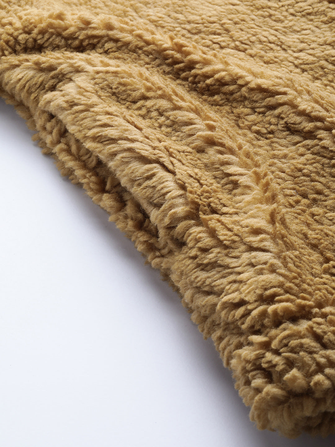 Women Mustard Drawstring Faux Fur Jacket