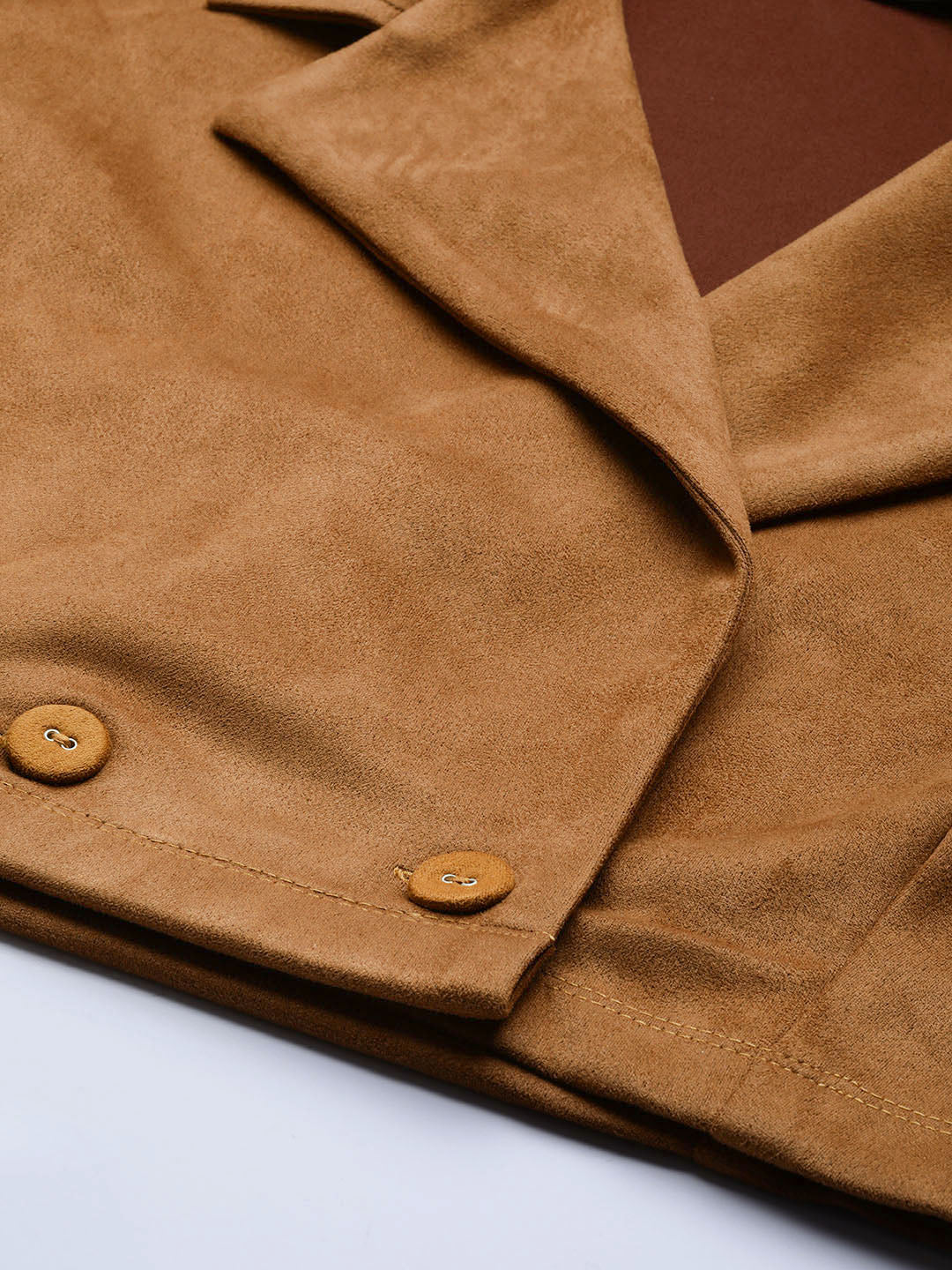 Women Brown Suede Crop Blazer