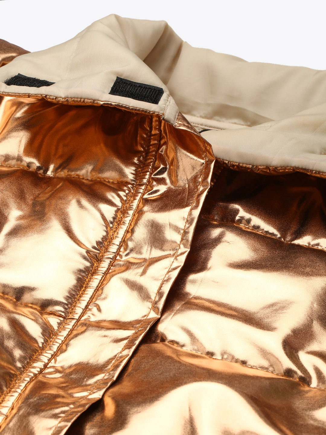 Women Copper Metallic Puffer Jacket