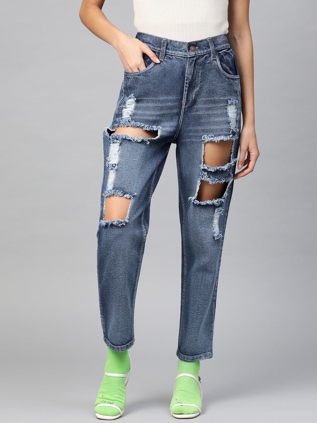 Blue Vintage Distress Jeans