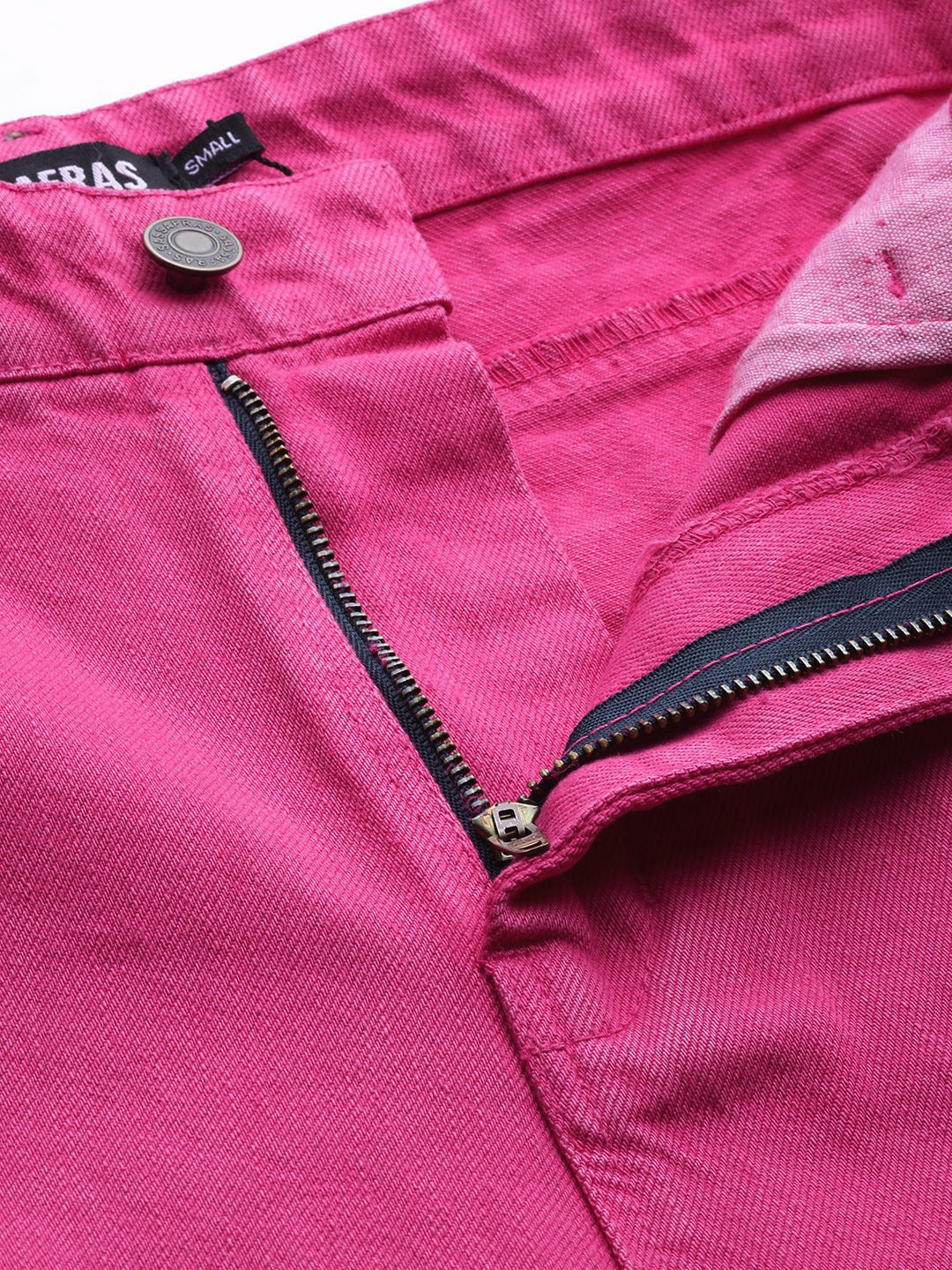 Women Magenta Raw Edge Jeans