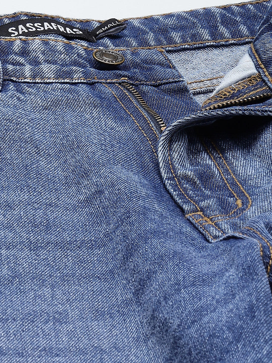 Women Blue Wide Leg Distressed Slit Jeans
