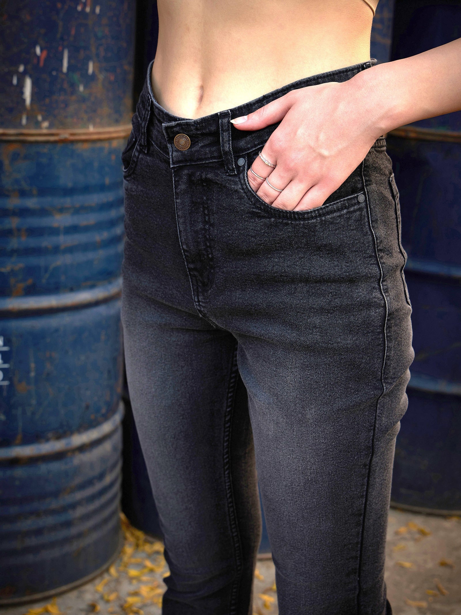 Women Grey Wash Boot Cut Premium Jeans