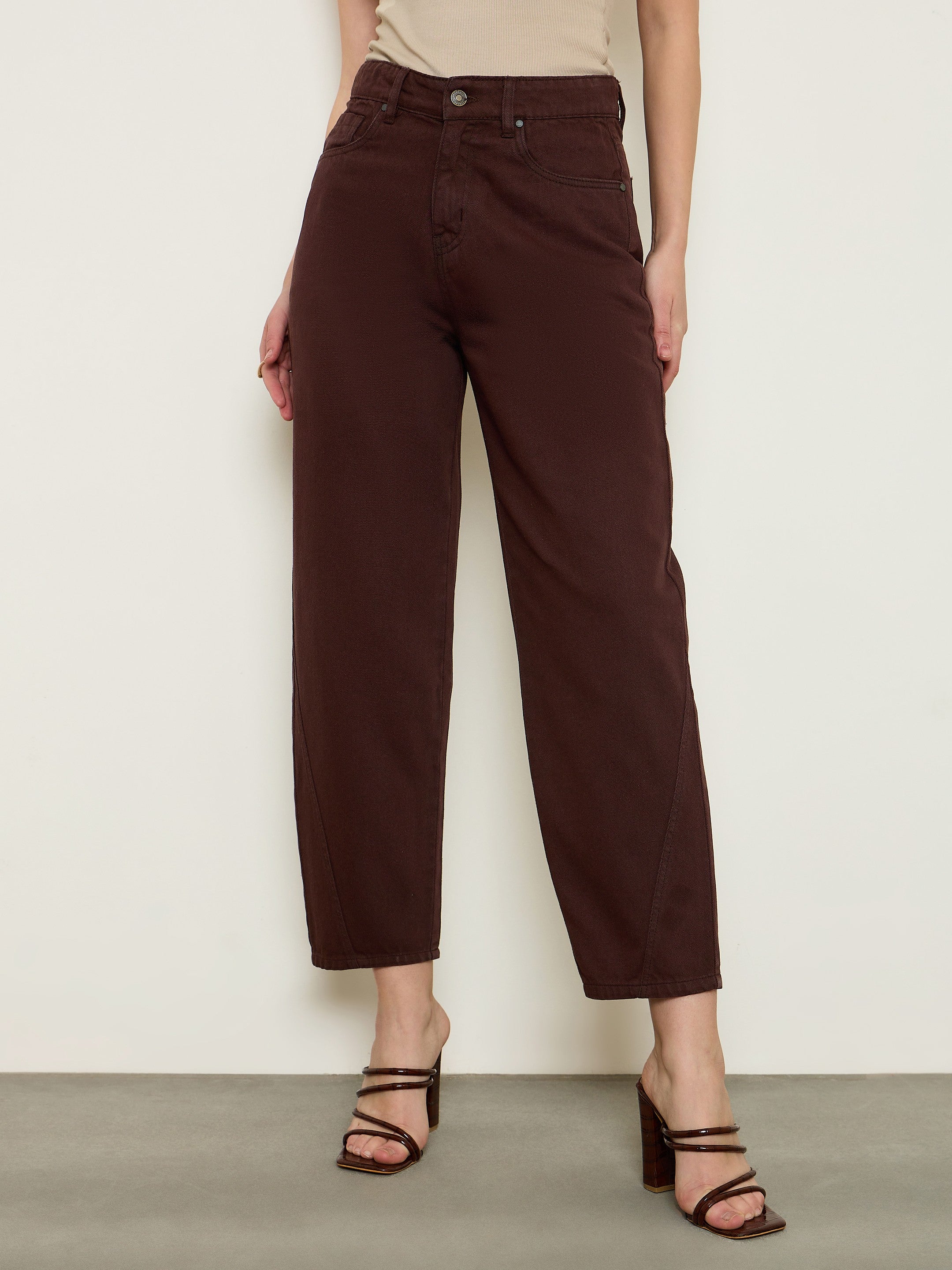 Women Brown Balloon Fit Jeans