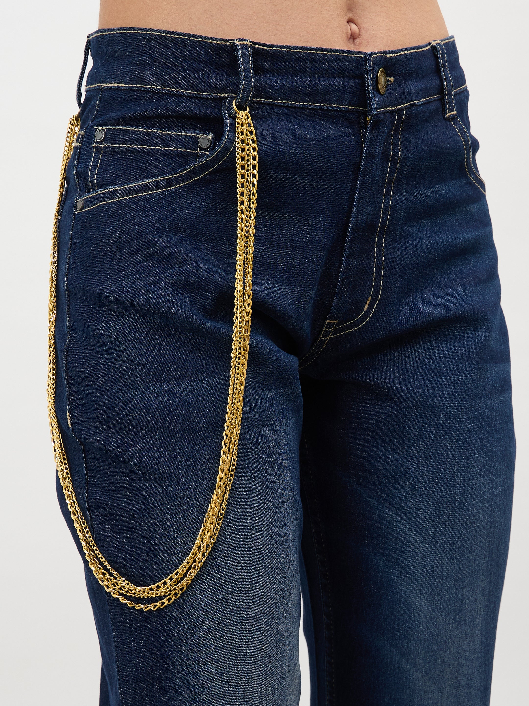 Women Navy Whisker Washed Boot Cut Jeans
