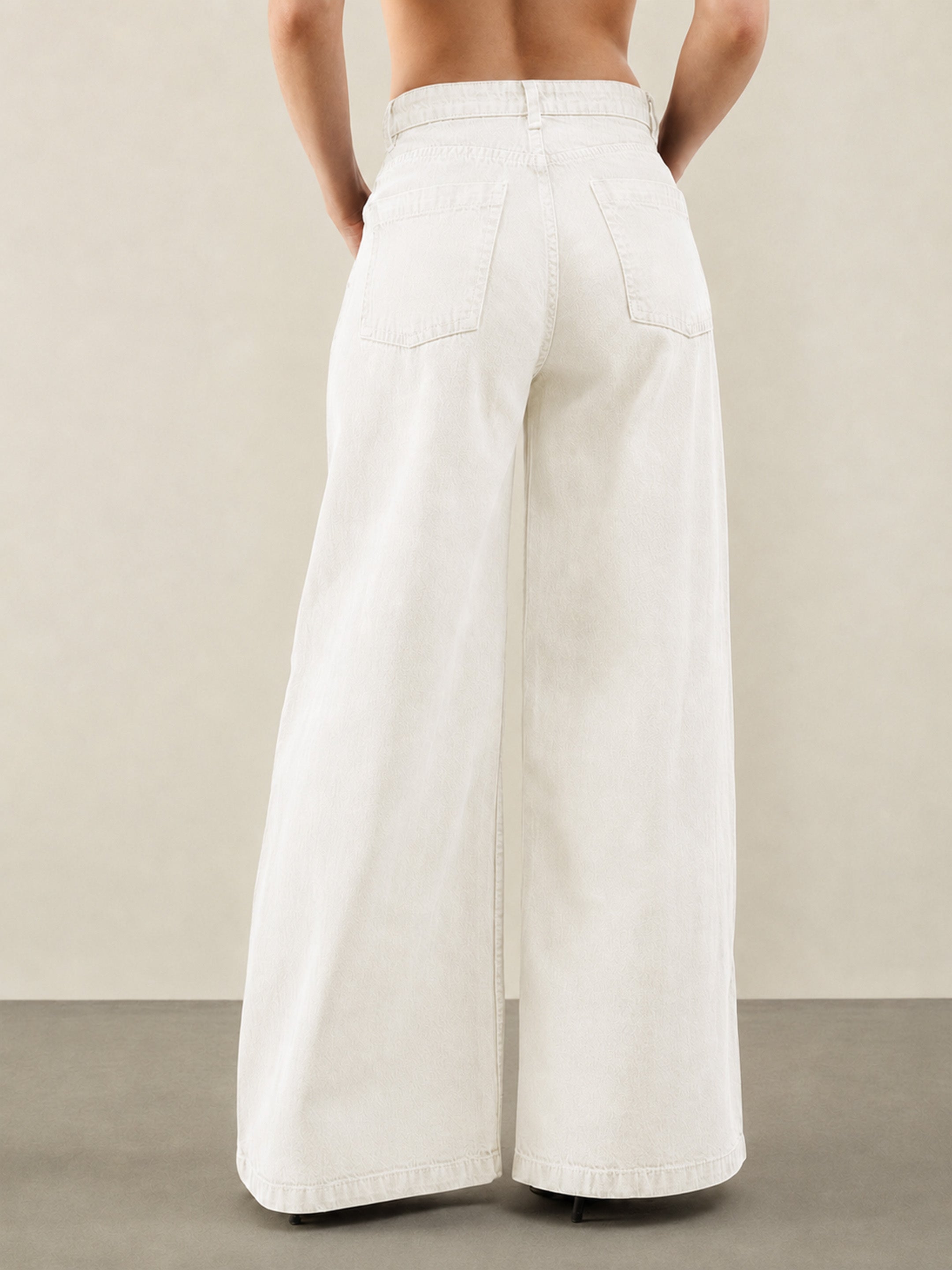 Women White Low Waist Wide Leg Jeans