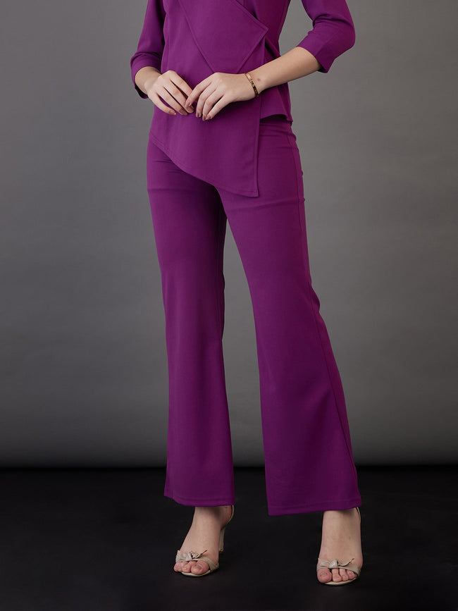 Purple Knitted Bell Bottom Pants-SASSAFRAS worklyf