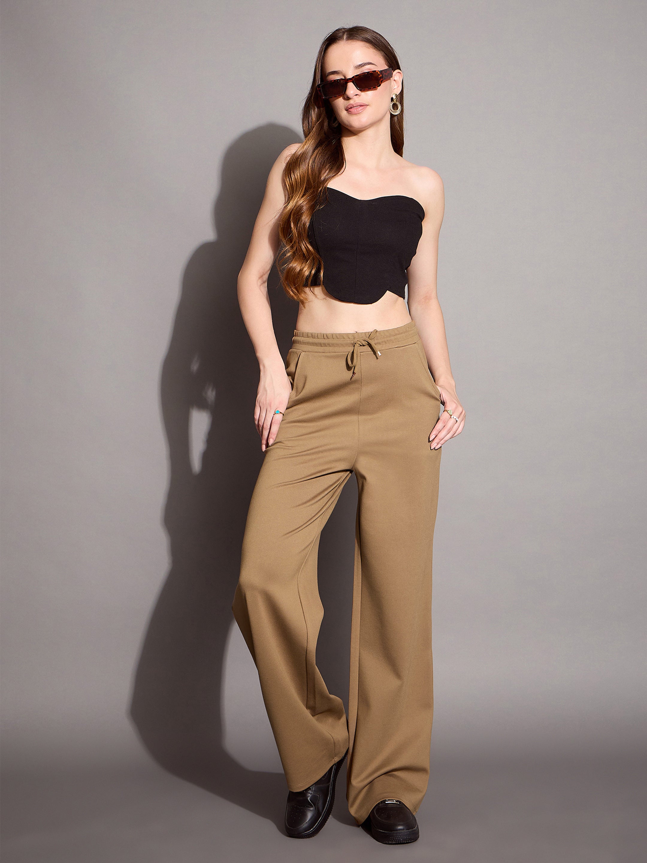 Women Brown Relaxed Fit Track Pants