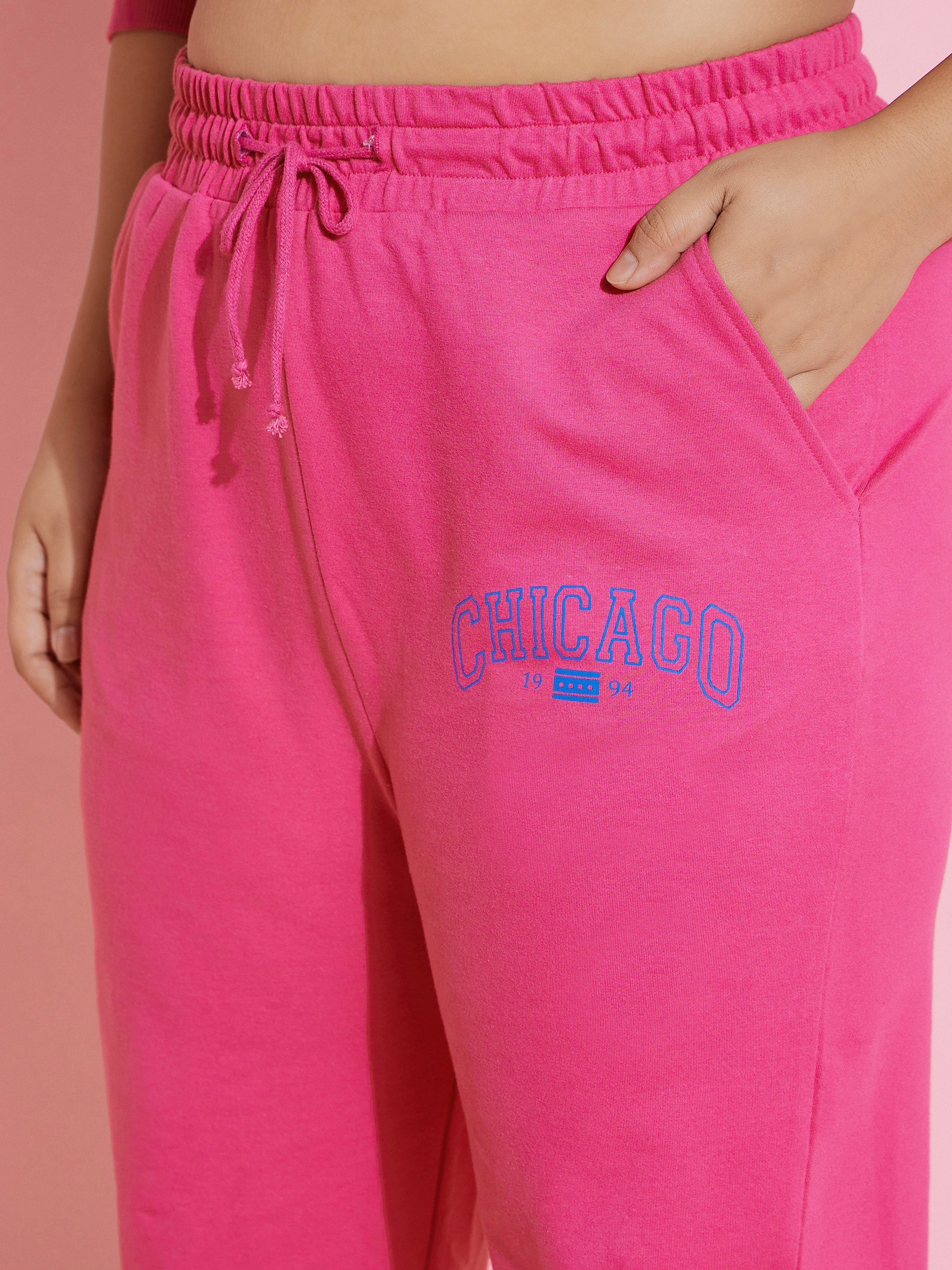 Women Pink Chicago Fleece Joggers
