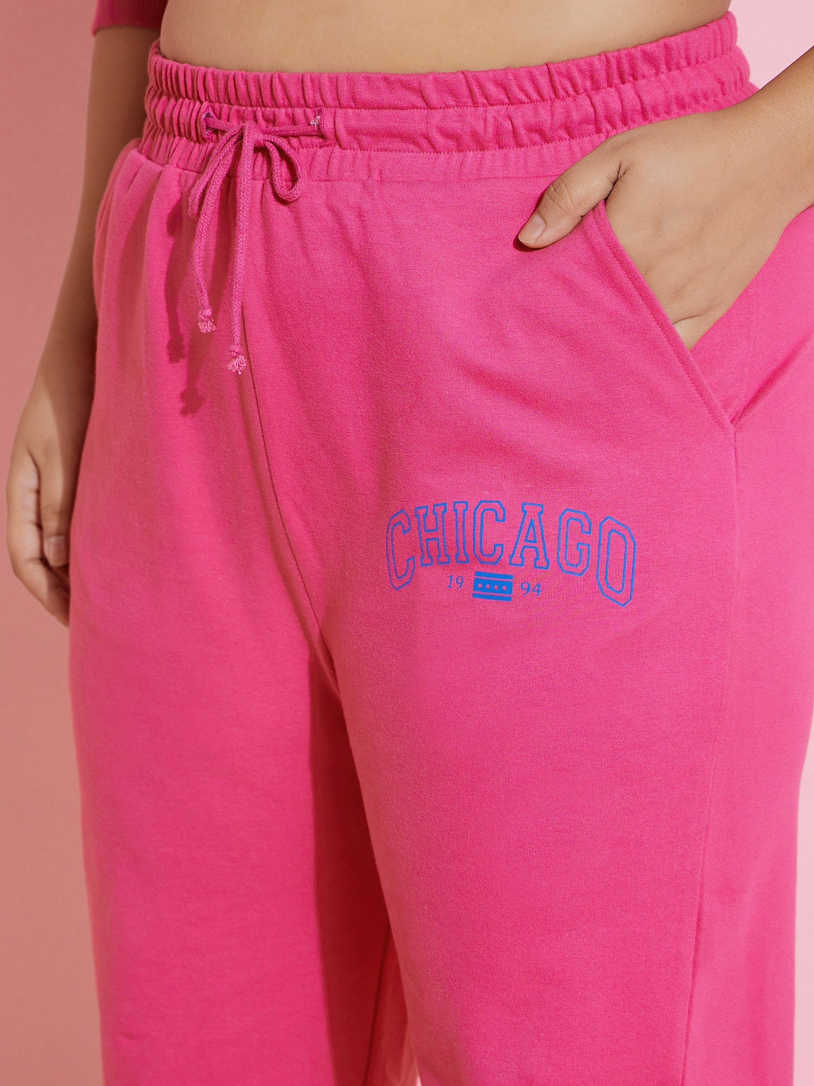 Women Pink Chicago Fleece Joggers