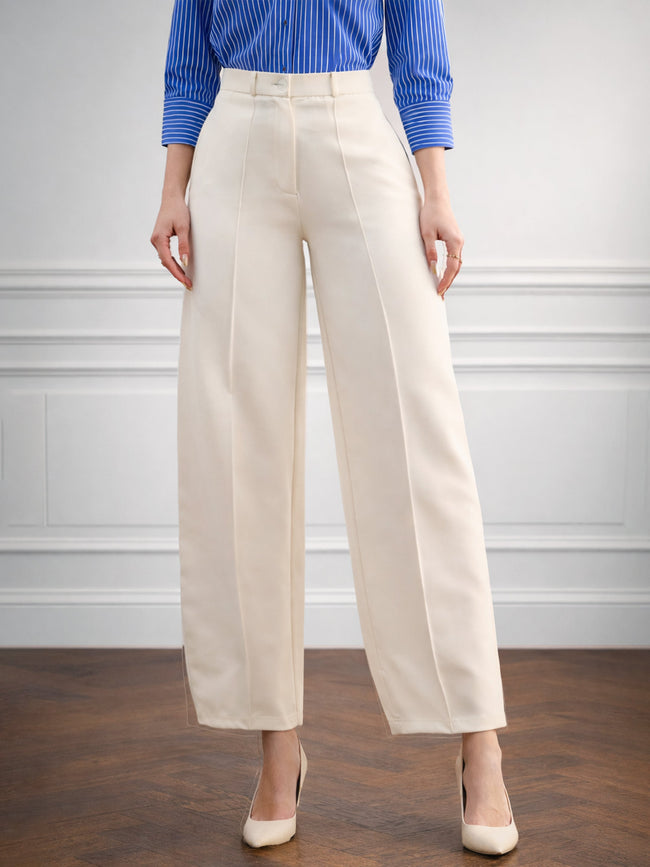 Women White Darted Slouchy Pants