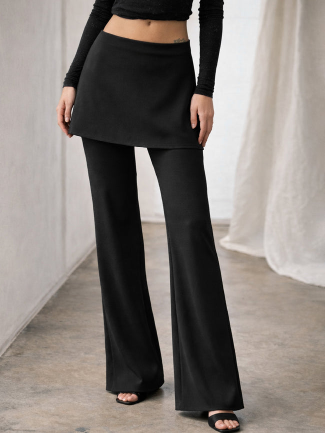 Women Black Minnie Out Layer Skirt Pants
