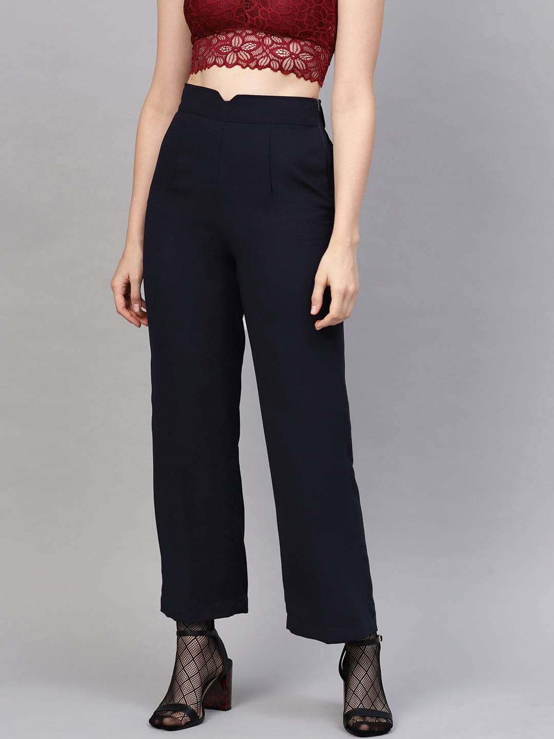 Women Navy Side Zipper Pant