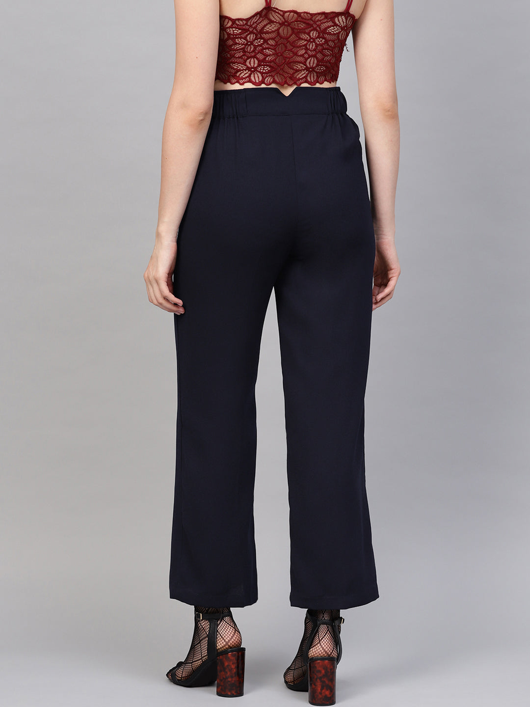 Women Navy Side Zipper Pant