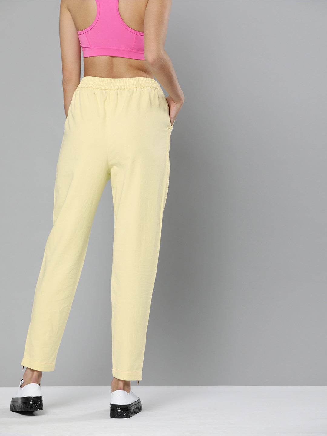 Women Yellow Side Zipper Joggers