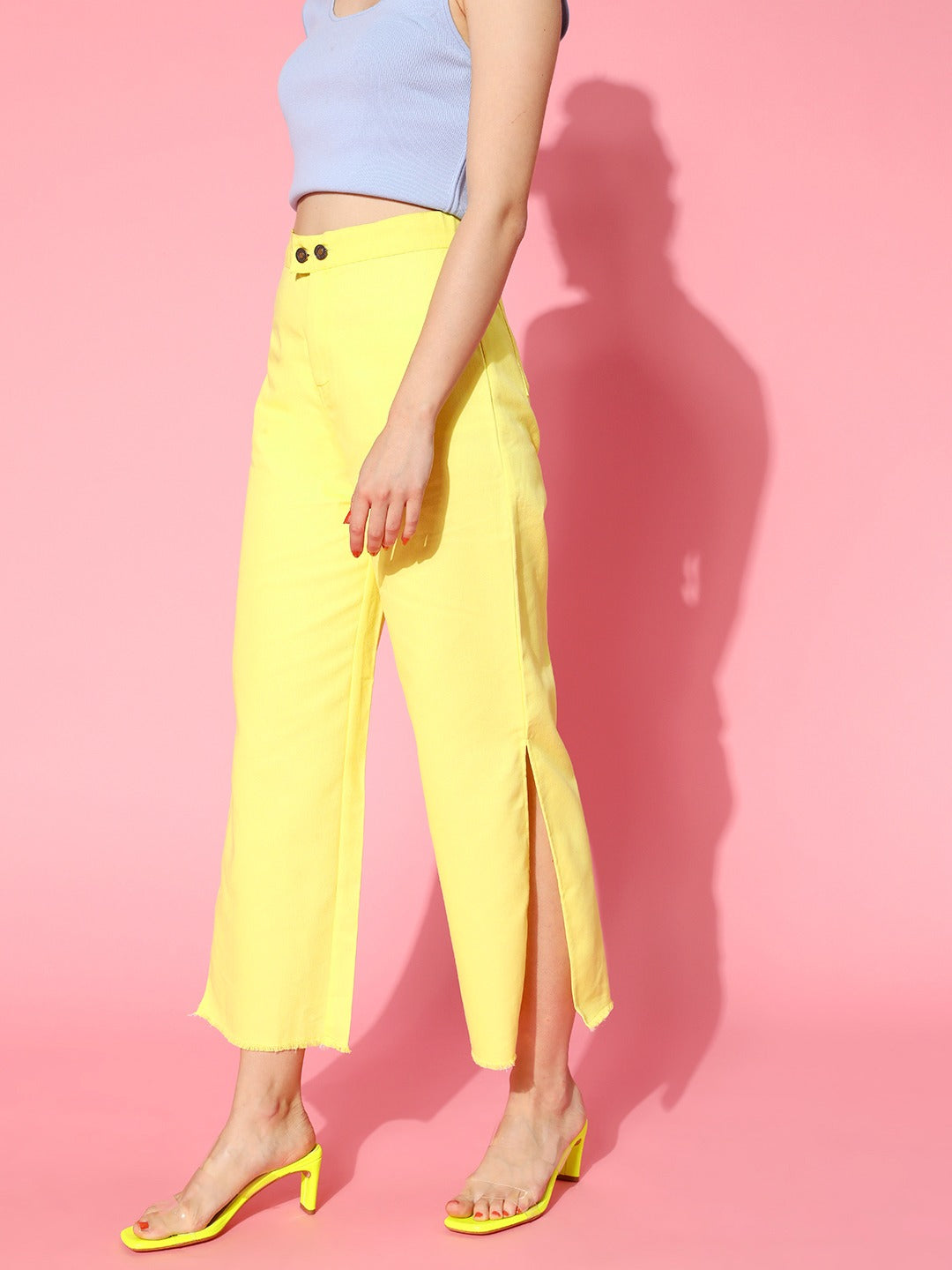 Yellow Side Slit Pants