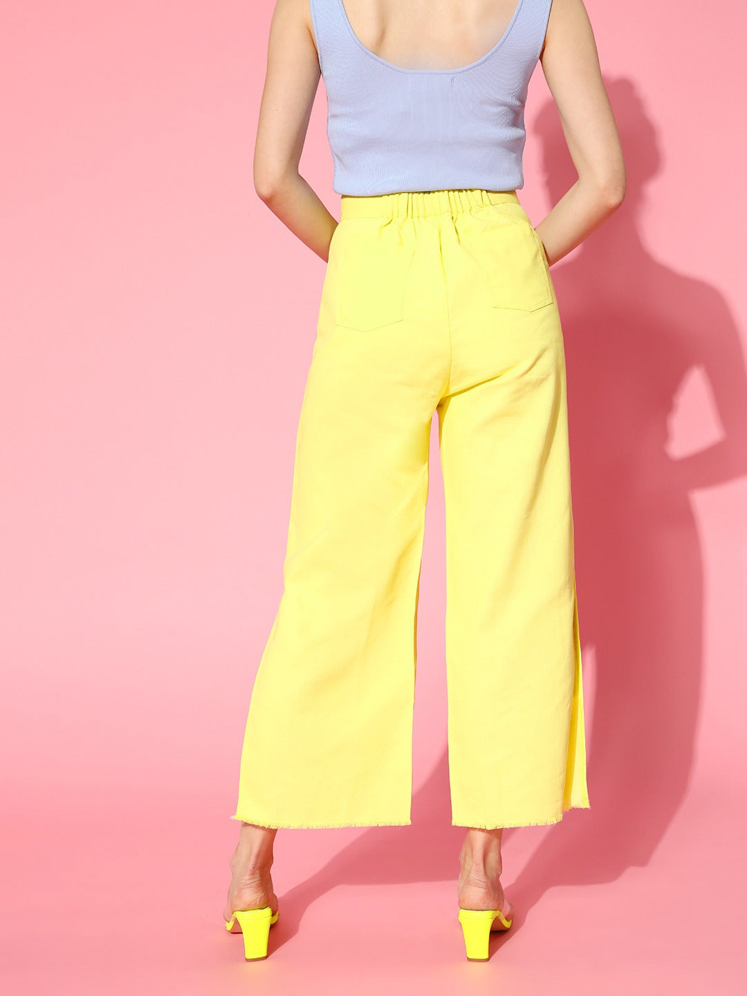 Yellow Side Slit Pants