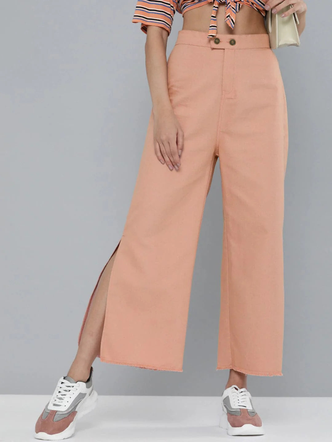 Dusty Pink Side Slit Pants