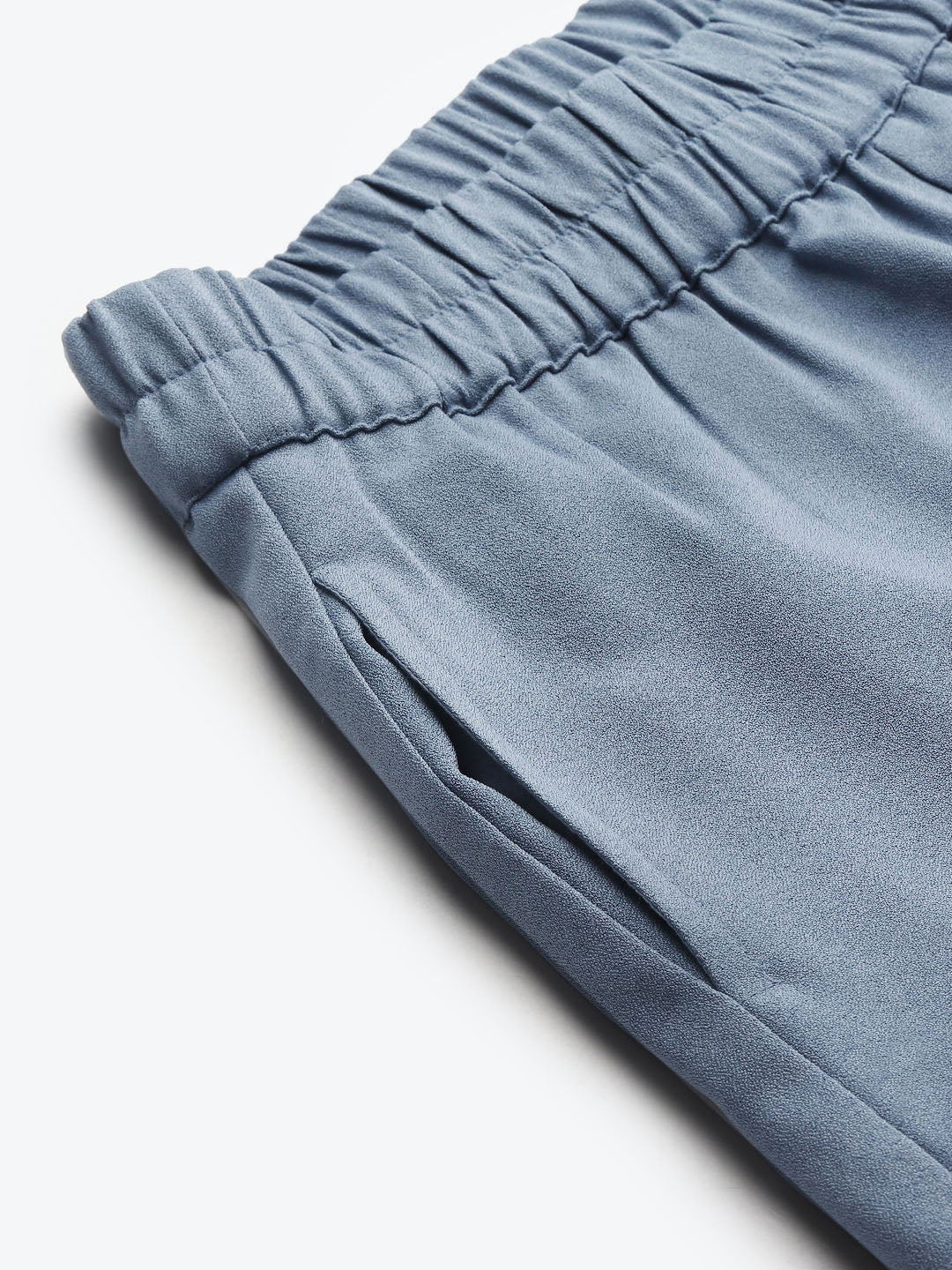 Women Blue Roll Up Pants