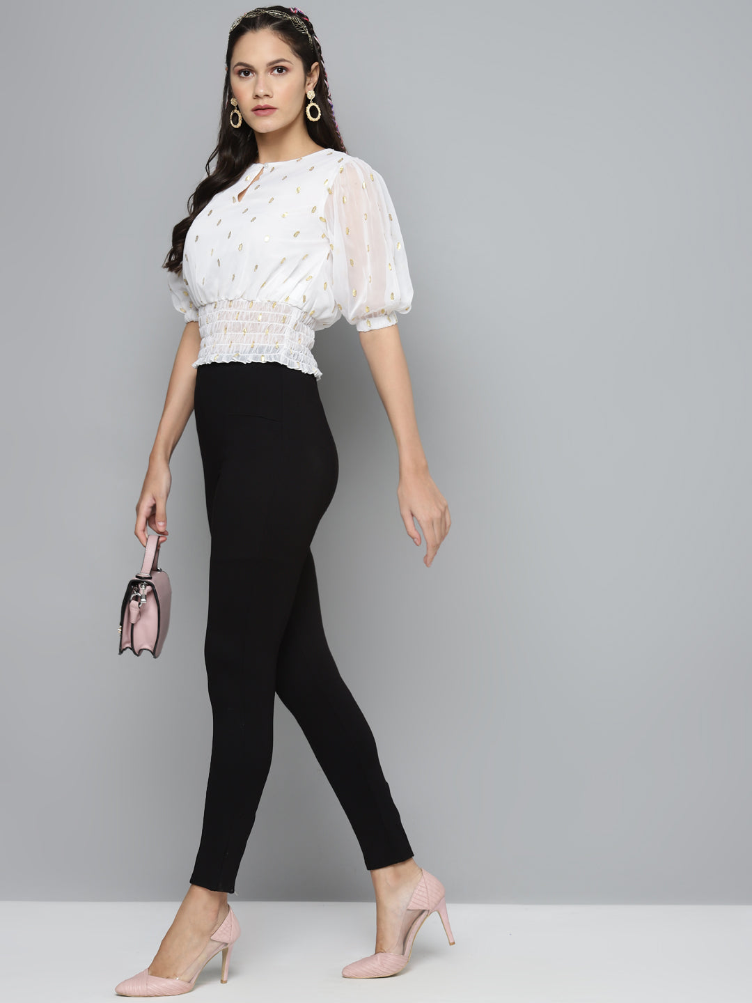 Women Black Back Zipper High Waist Jeggings