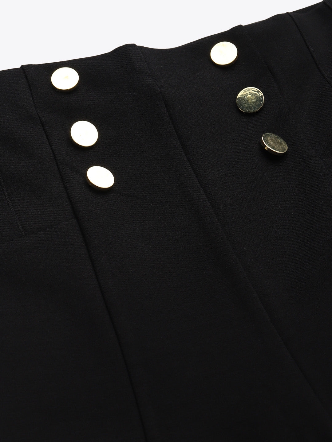 Women Black Front Button High Waist Jeggings