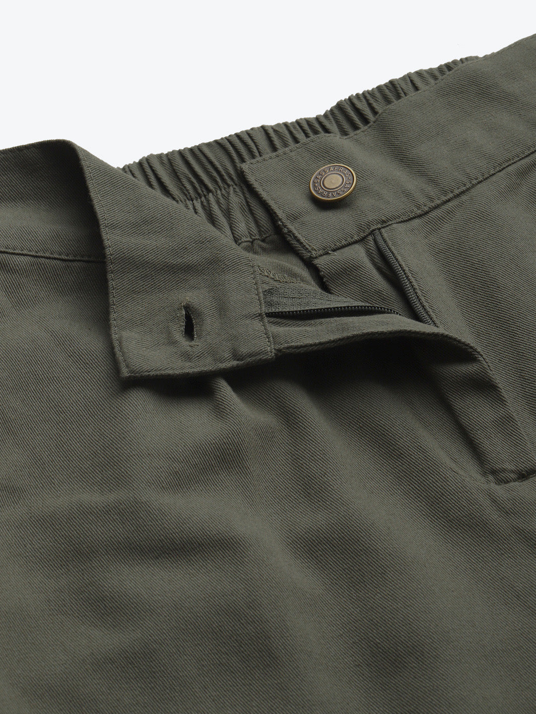 Women Olive Twill Straight Pants