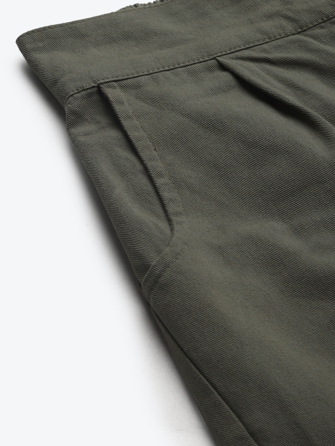 Women Olive Twill Straight Pants