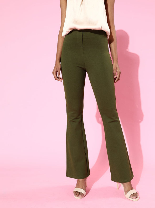 Women Olive Roma Bell Bottom Pants