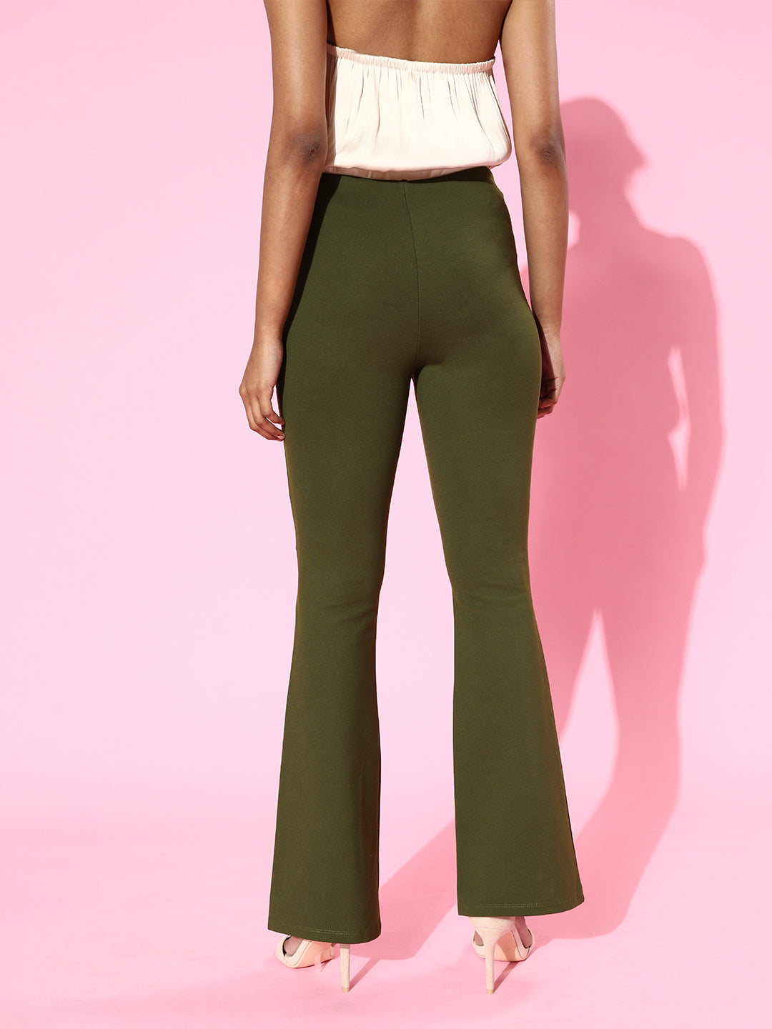 Women Olive Roma Bell Bottom Pants