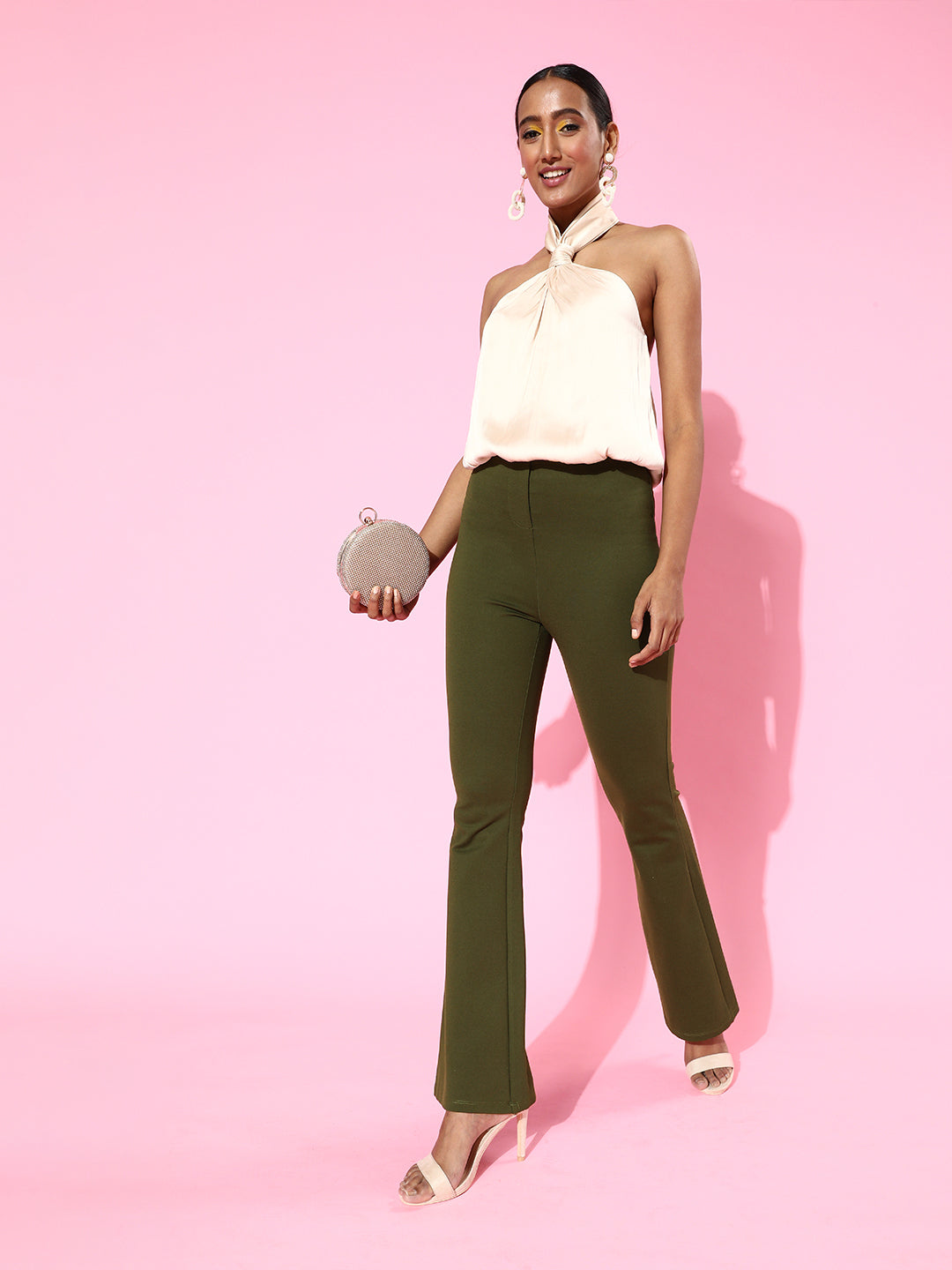 Women Olive Roma Bell Bottom Pants