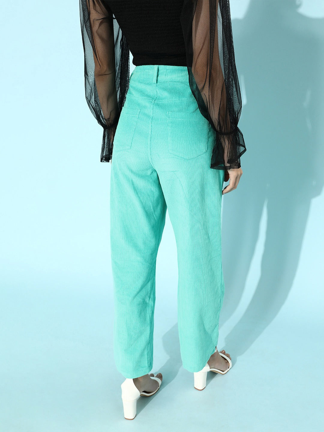 Mint Green Corduroy Straight Pants