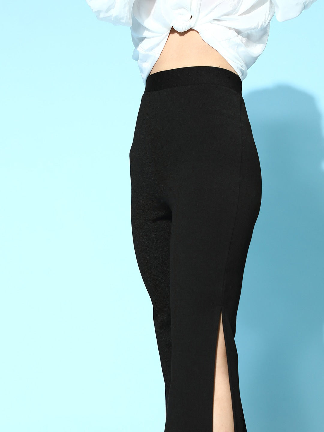 Women Black Side Slit Peekaboo Bell