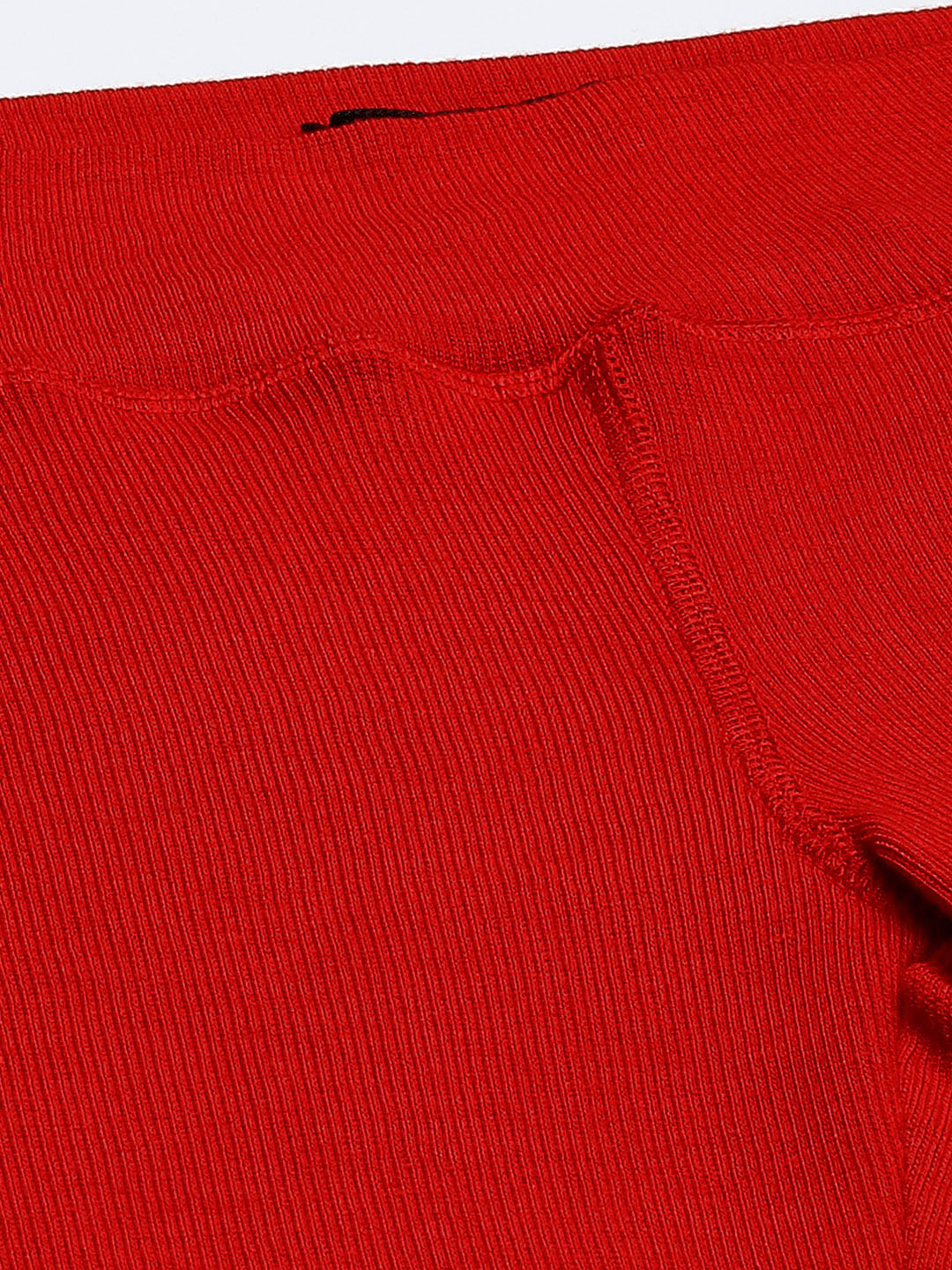 Women Red Rib Boot Leg Active Pants