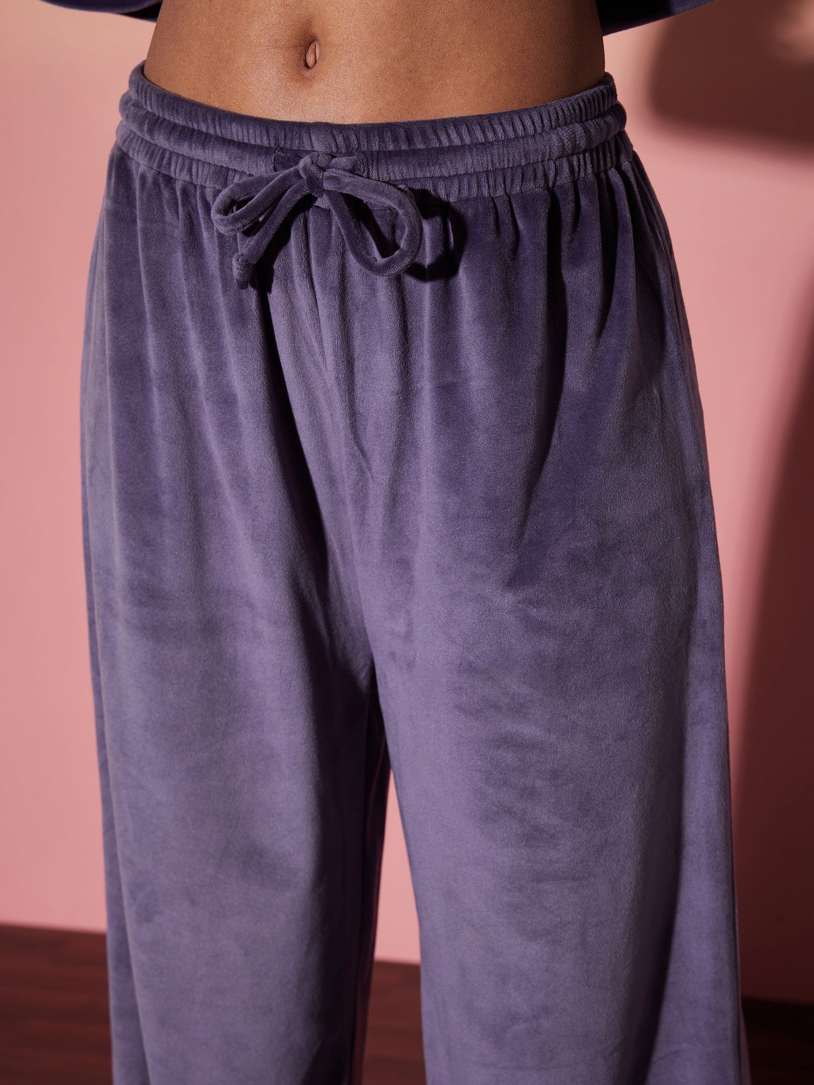 Purple Velour Sweatshirt With Track Pants-SASSAFRAS alt-laze