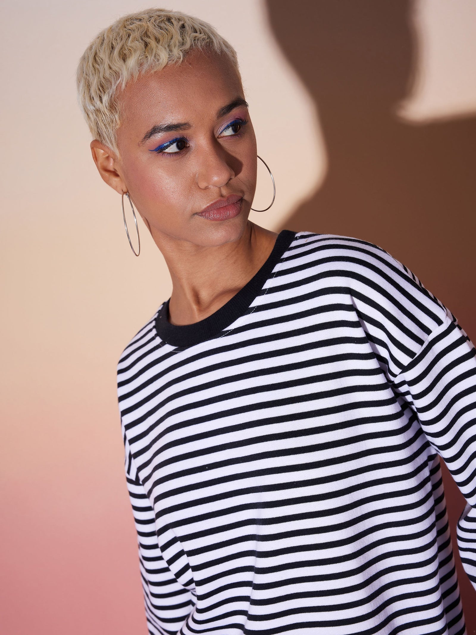 Black & White Stripe Top With Lounge Pants-SASSAFRAS alt-laze