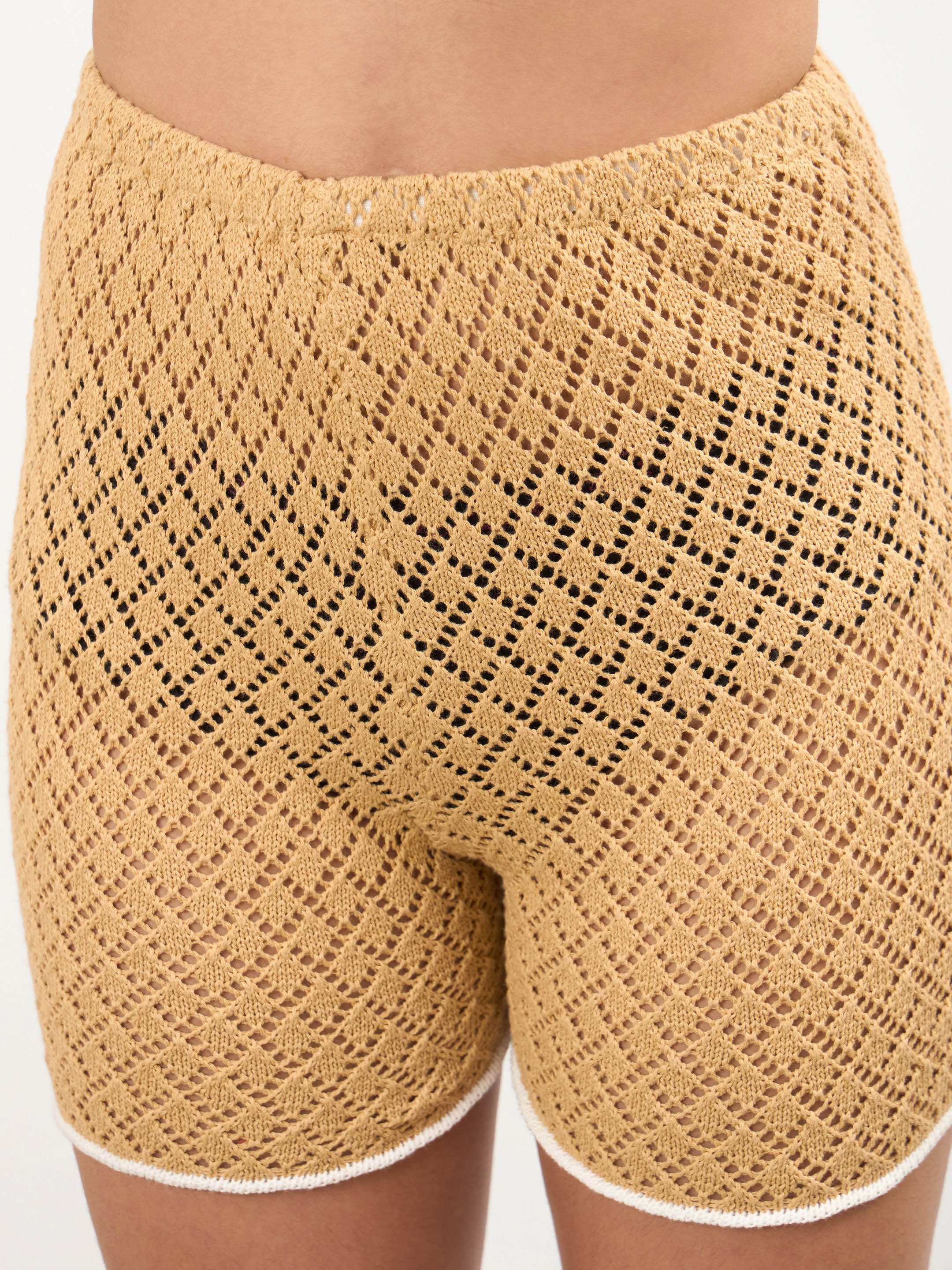 Women Beige Front Button Oversize Top With Shorts