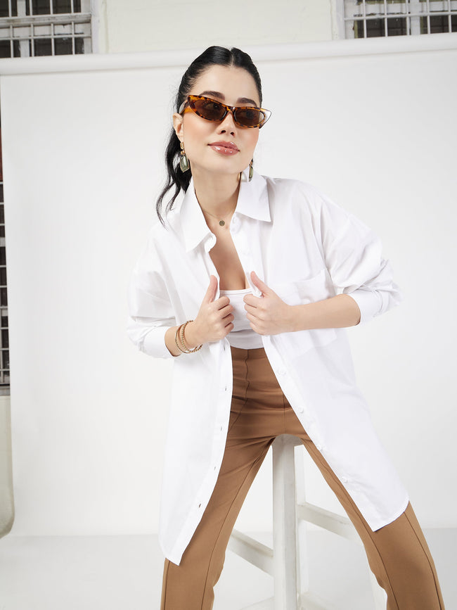 Women White Poplin Oversized Shirt