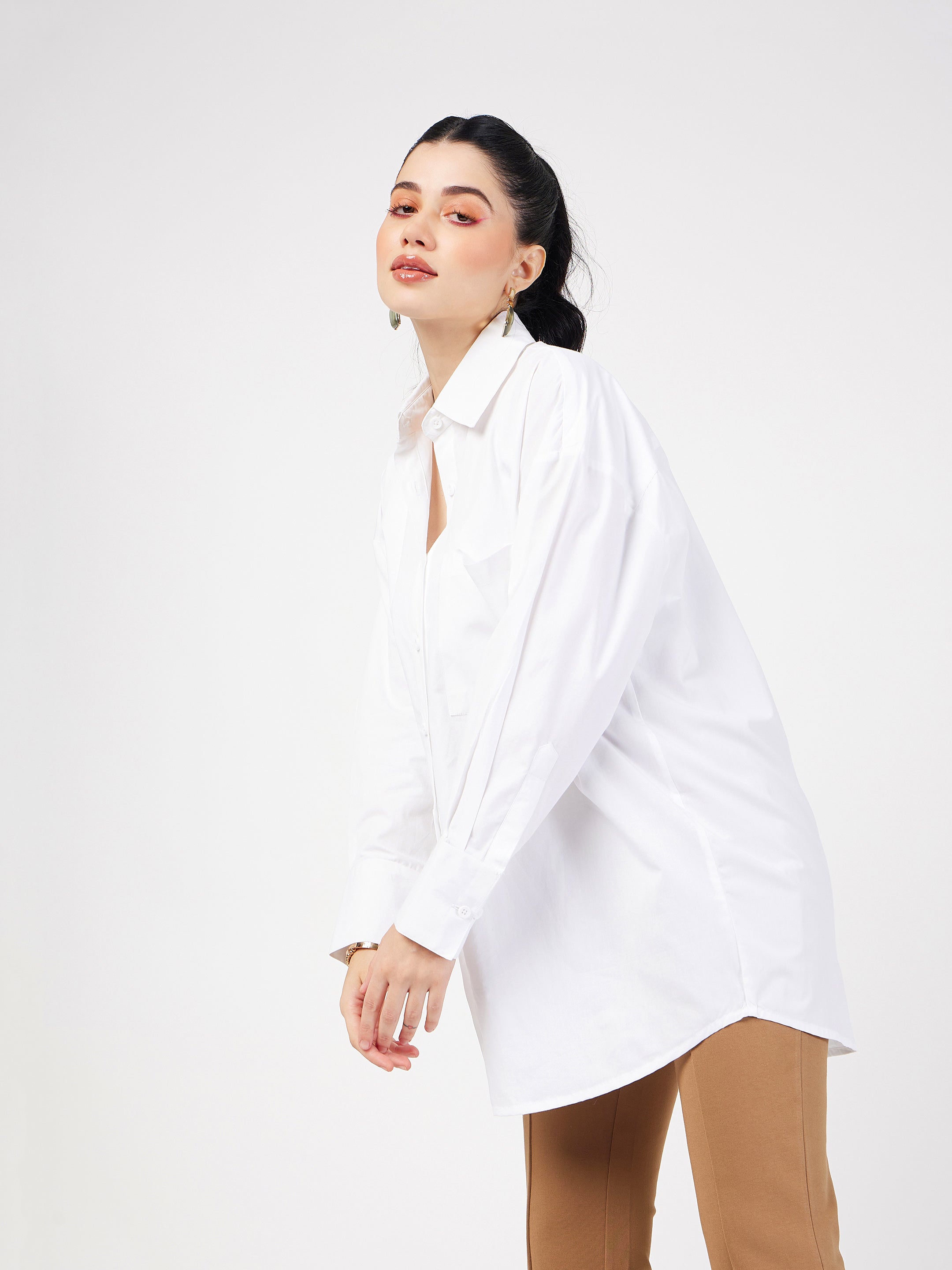 Women White Poplin Oversized Shirt