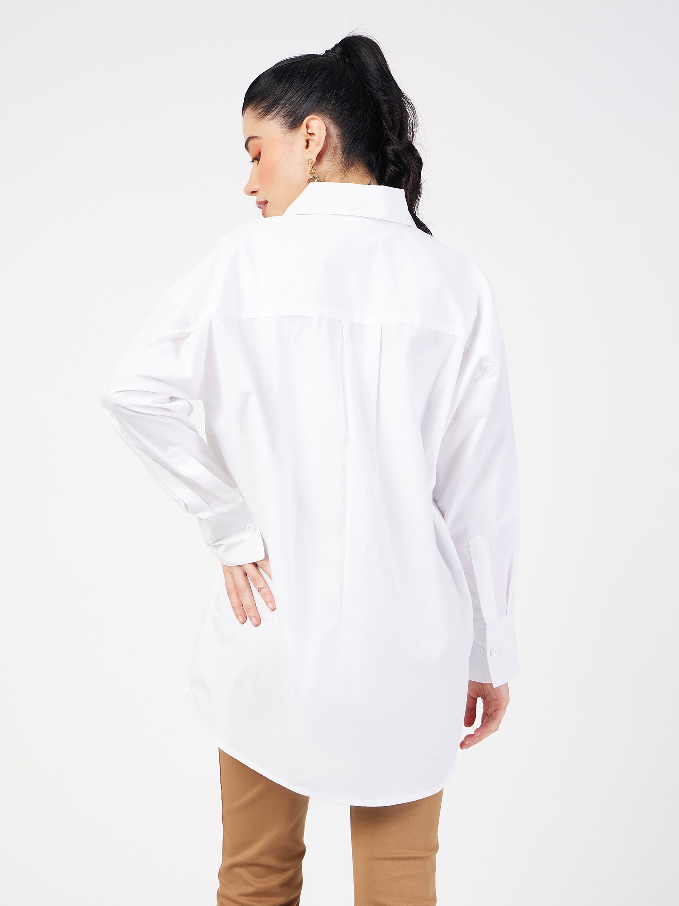 Women White Poplin Oversized Shirt