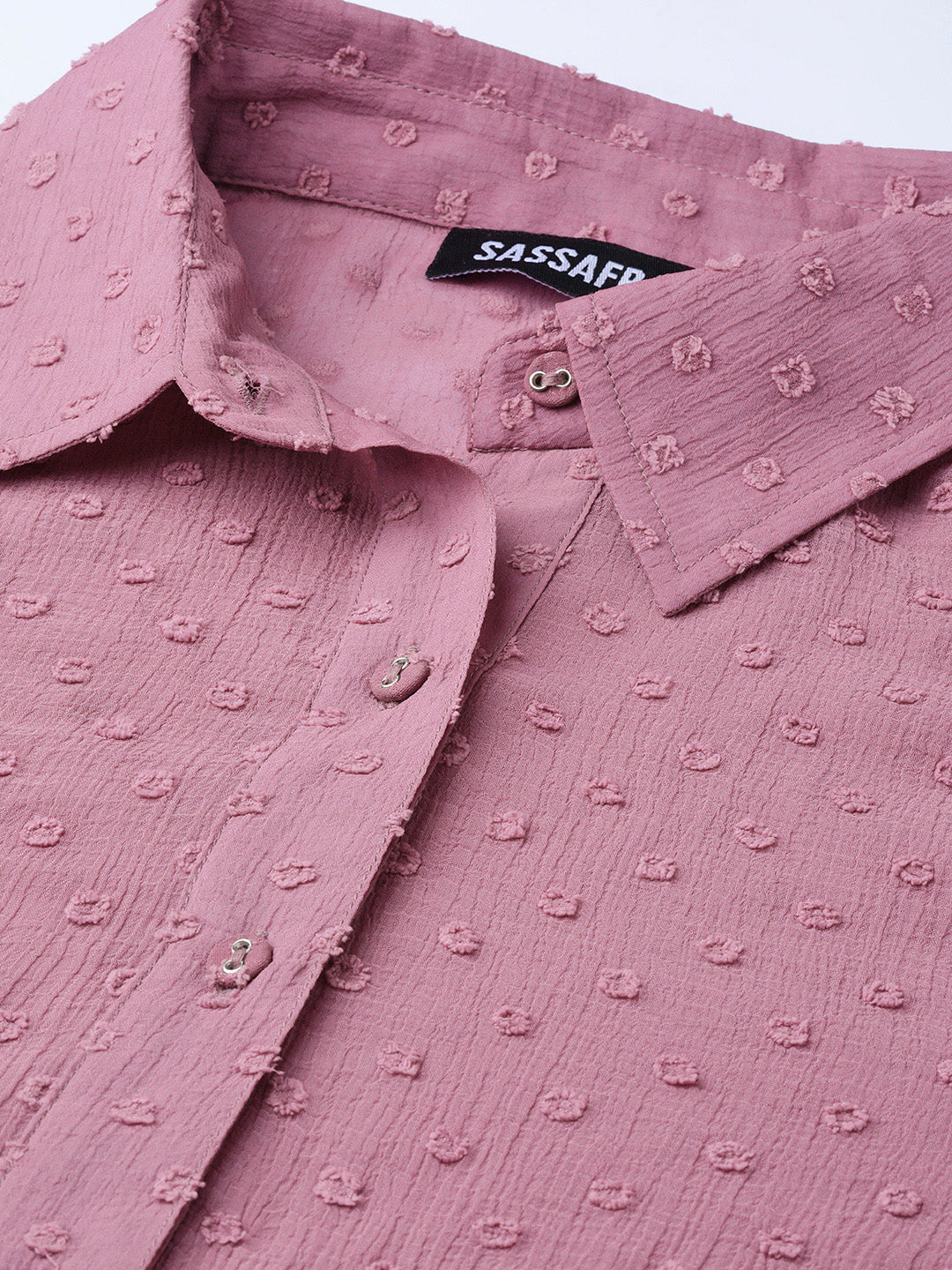 Women Purple Dobby Sheer Boxy Shirt