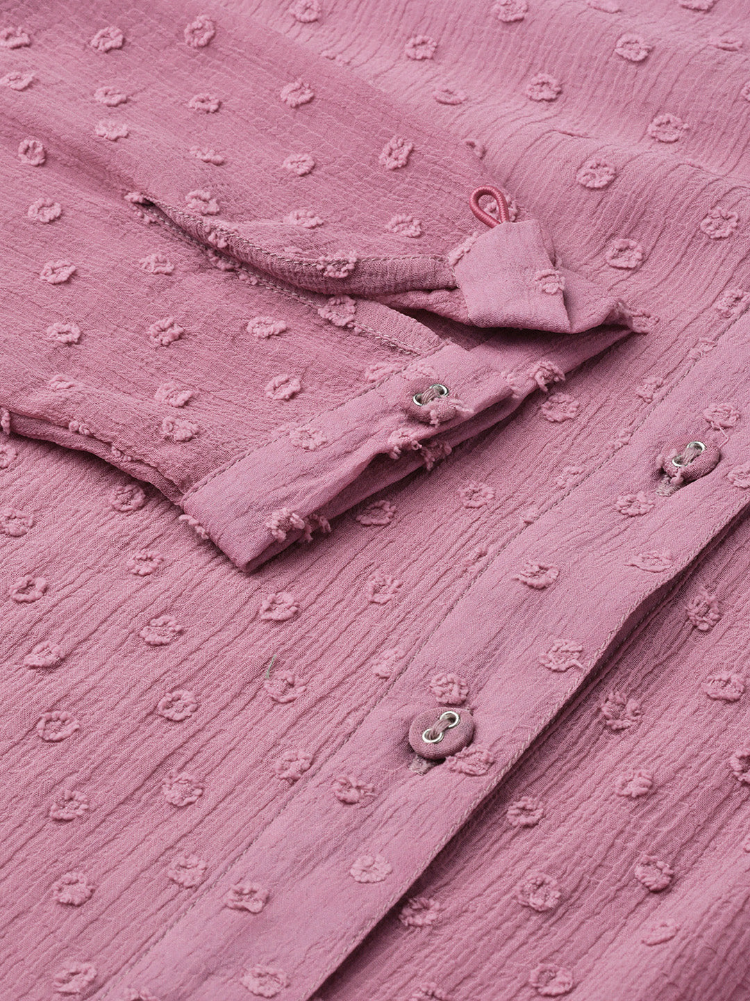 Women Purple Dobby Sheer Boxy Shirt