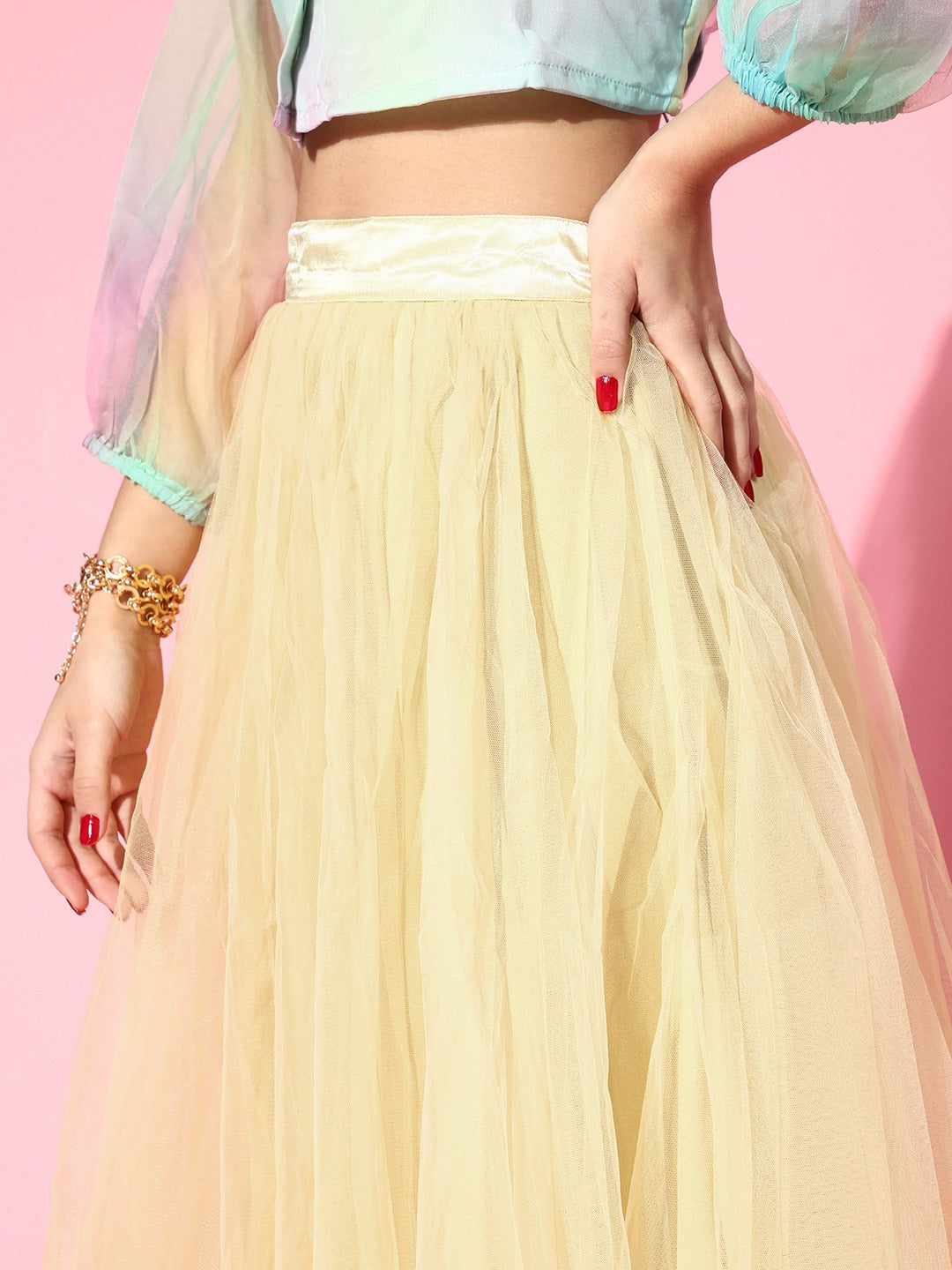 Yellow Plain Tulle Skirt