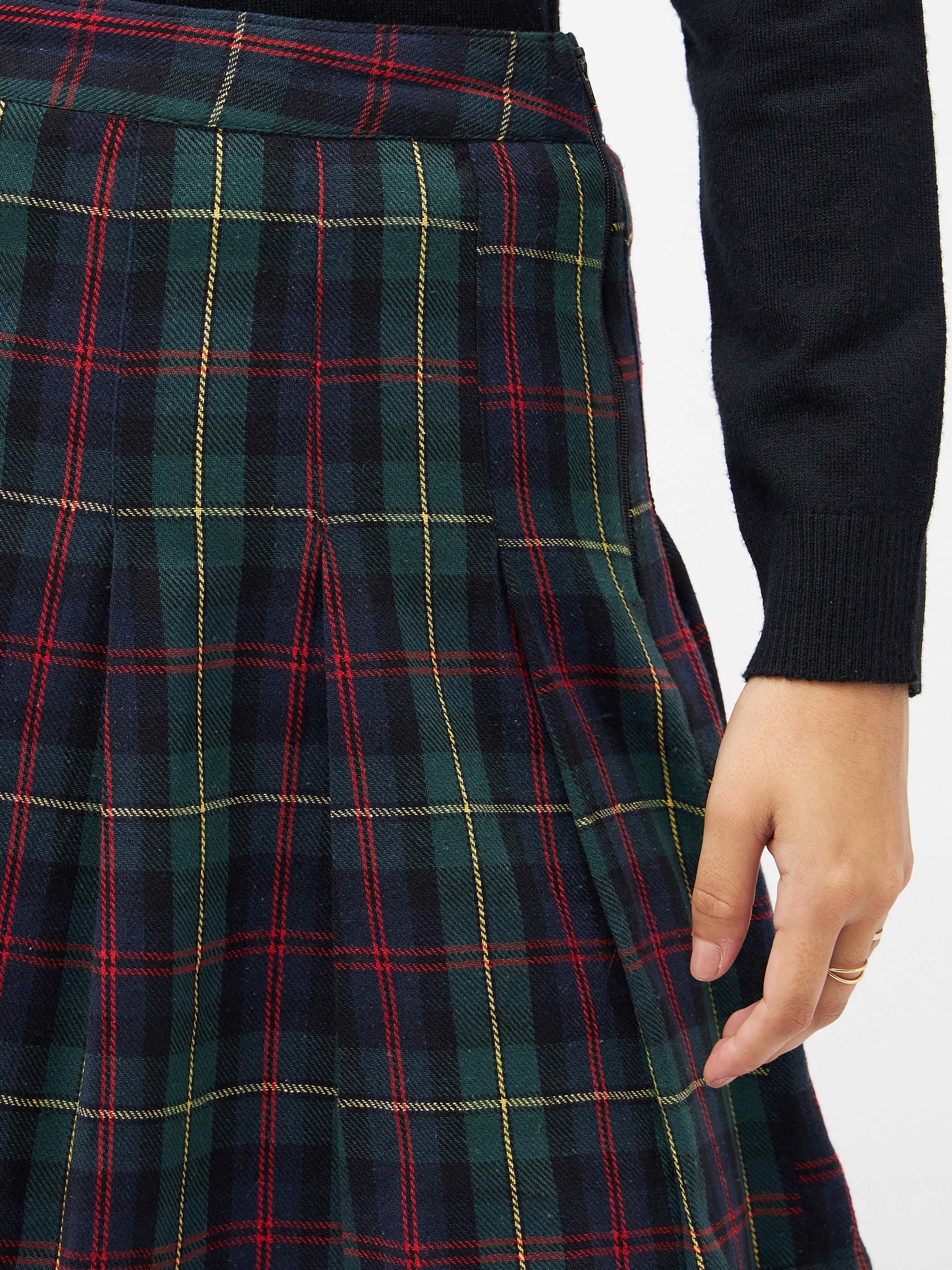 Women Green Plaid Check Mini Skirt