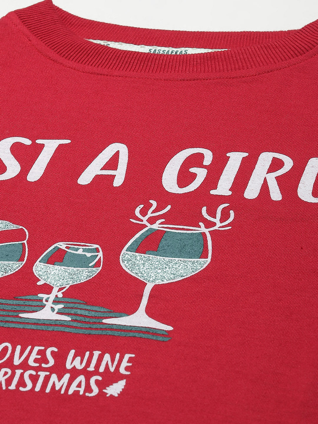 Women Red Terry Sweatshirt