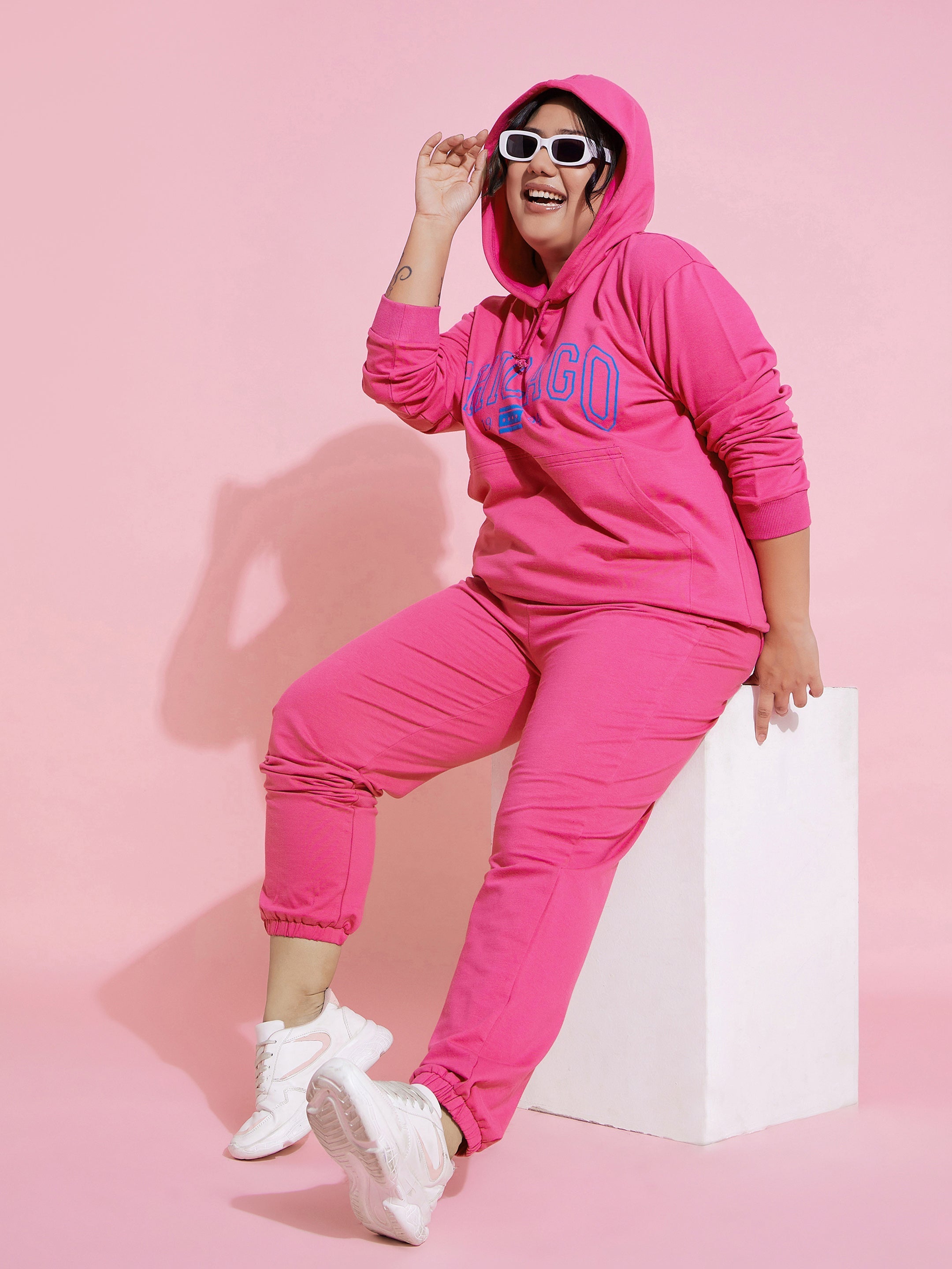 Women Pink Chicago Fleece Hoodie