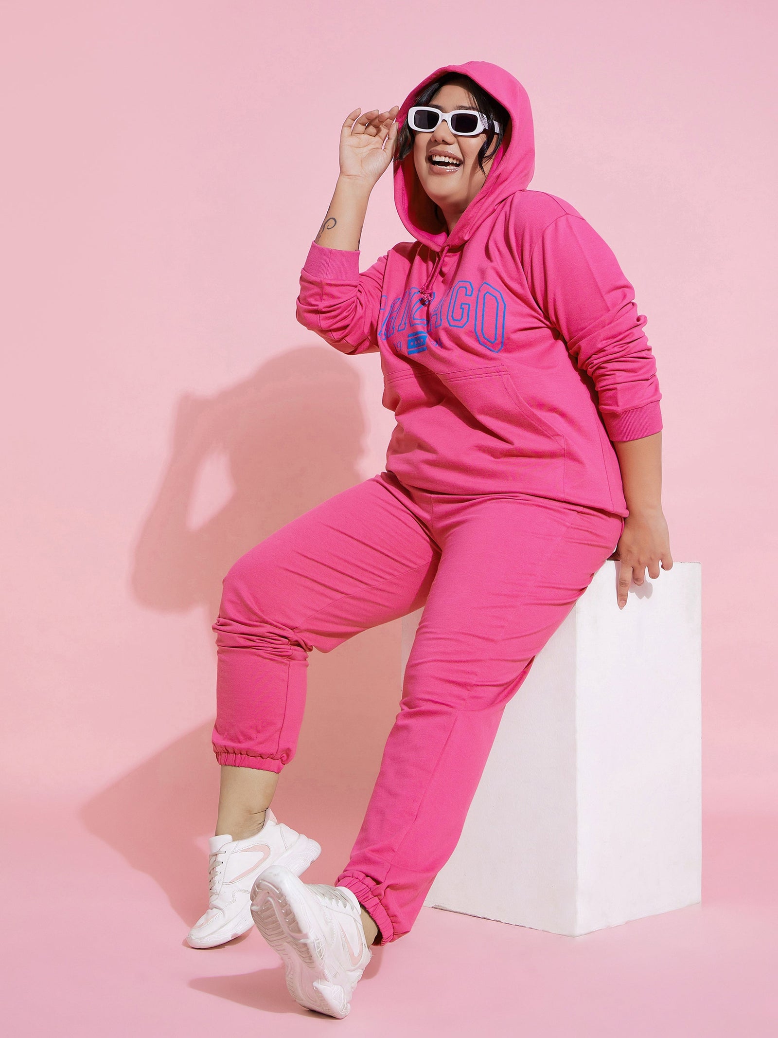 Women Pink Chicago Fleece Hoodie