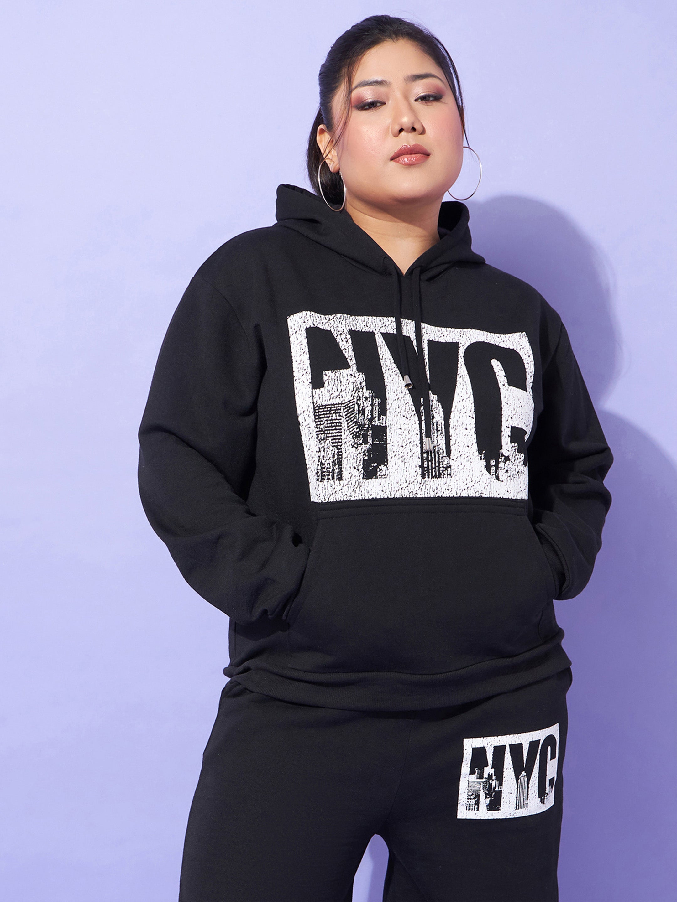 Women Black Fleece Nyc Hoodie