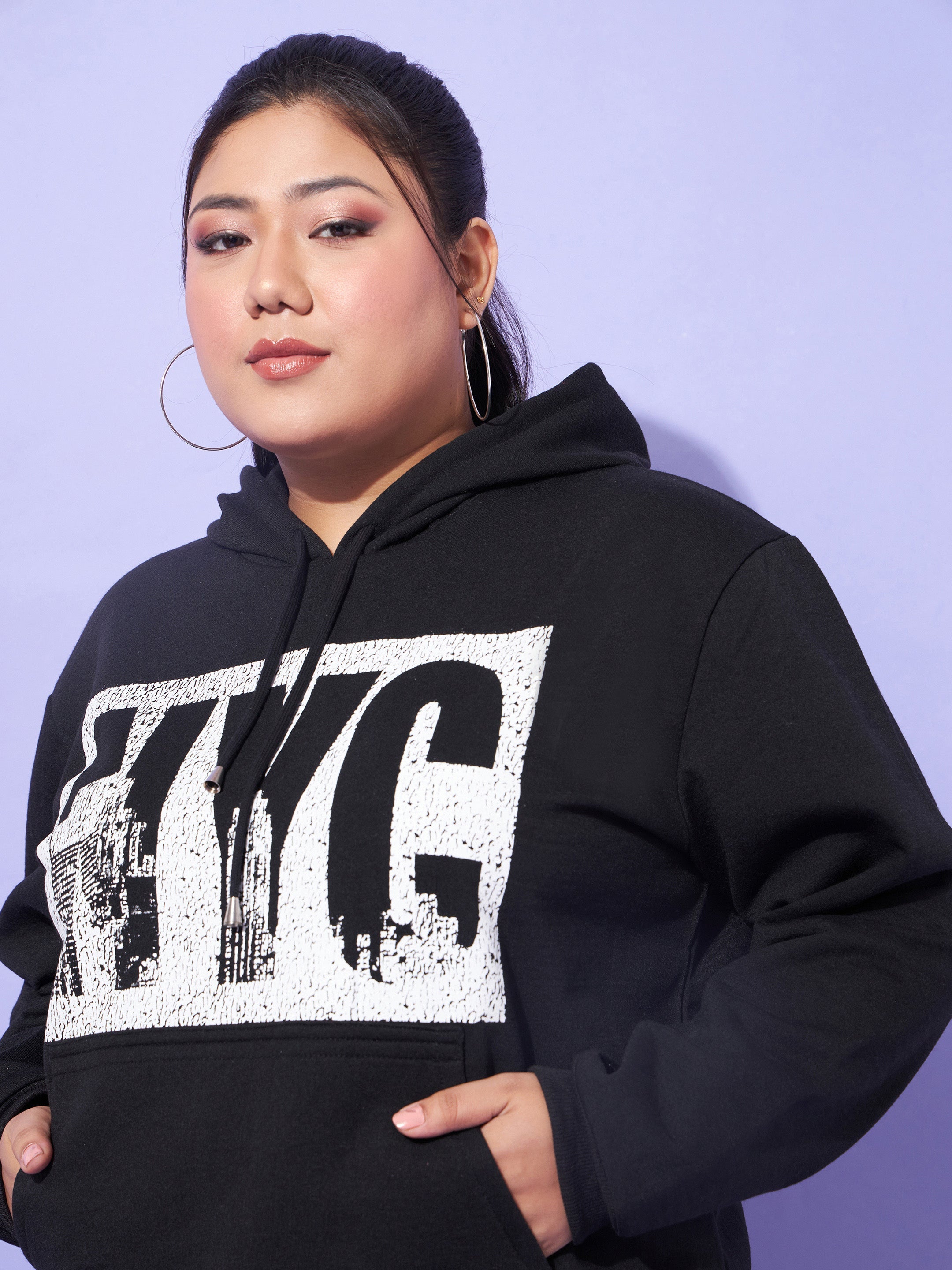 Women Black Fleece Nyc Hoodie