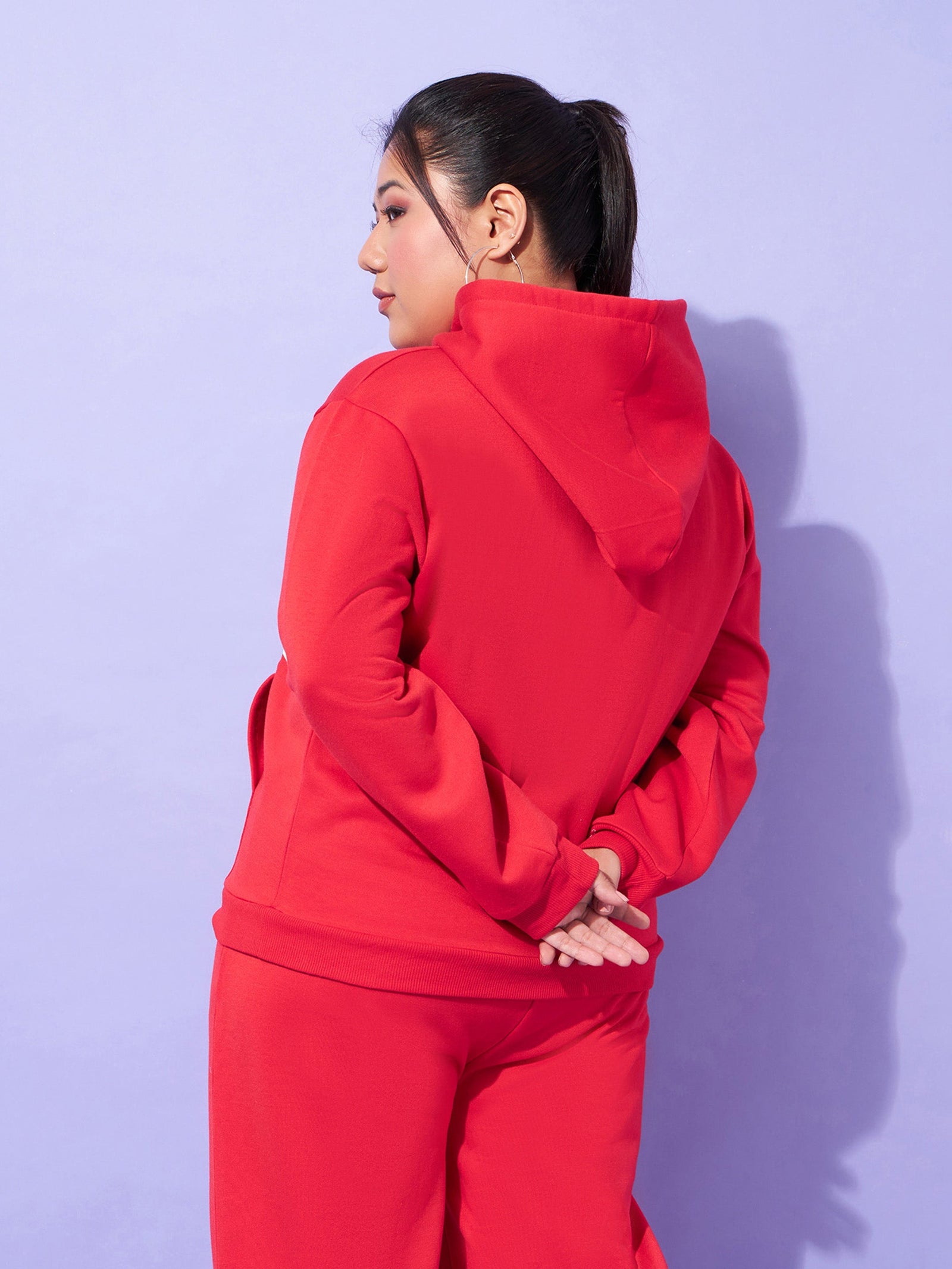 Women Red Fleece Boston Hoodie